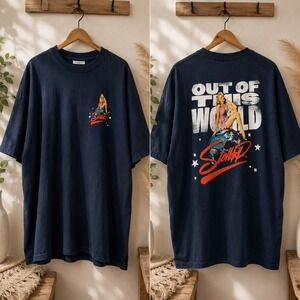 Out of This World Stealth Pinup Graphic Tee XXXL Black‎ Back Print NWOT Hot GIrl